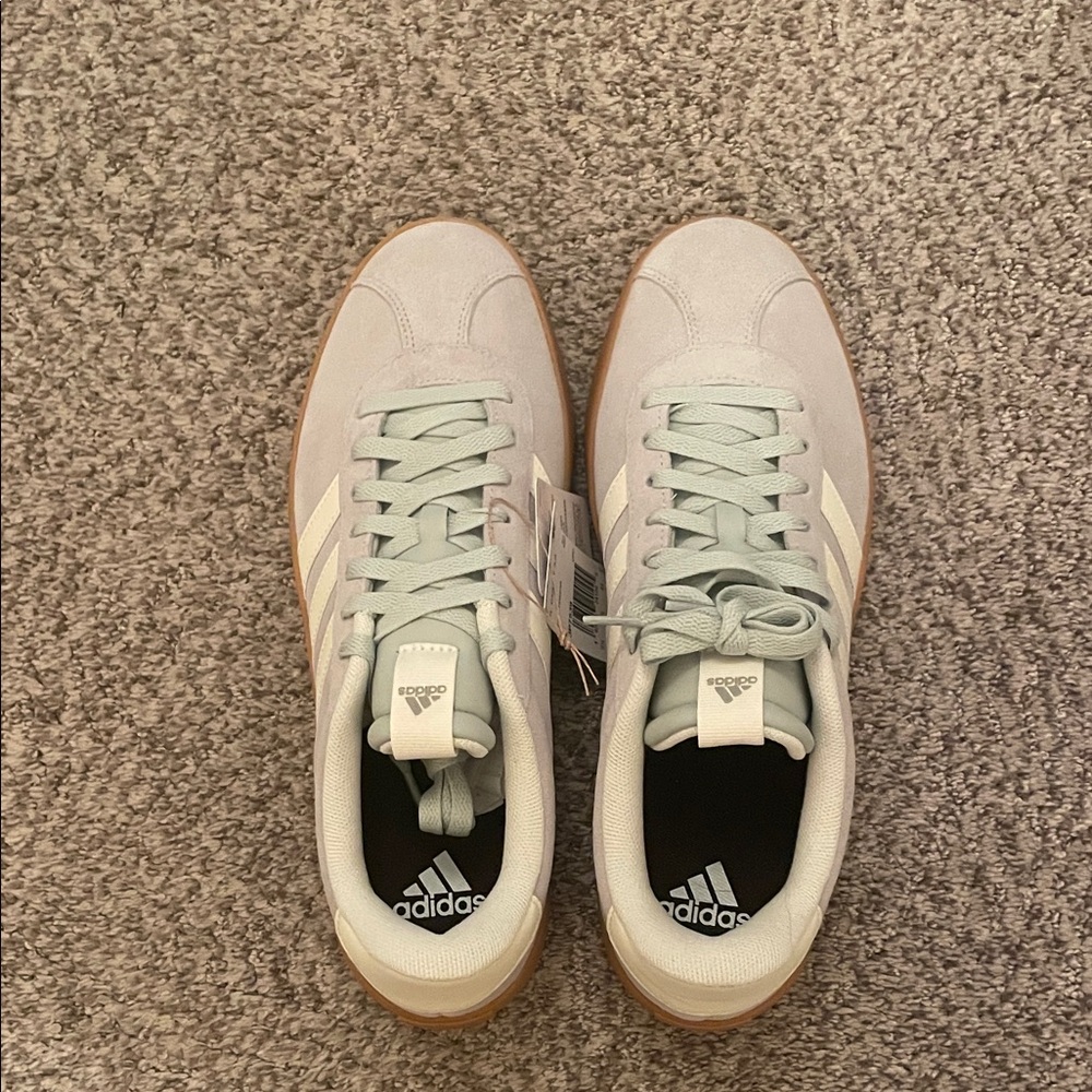 Adidas Light Gray Sneakers with Cream Stripes